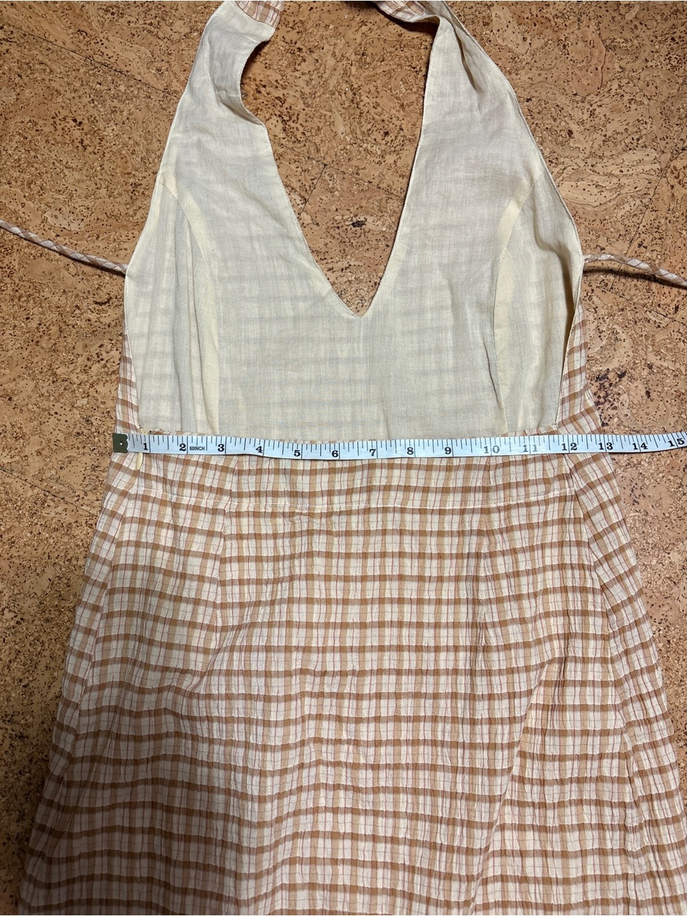 Paloma Wool Rosa Gingham Halter Dress NWOT In Cream & Brown Sz S - Picture 11 of 15